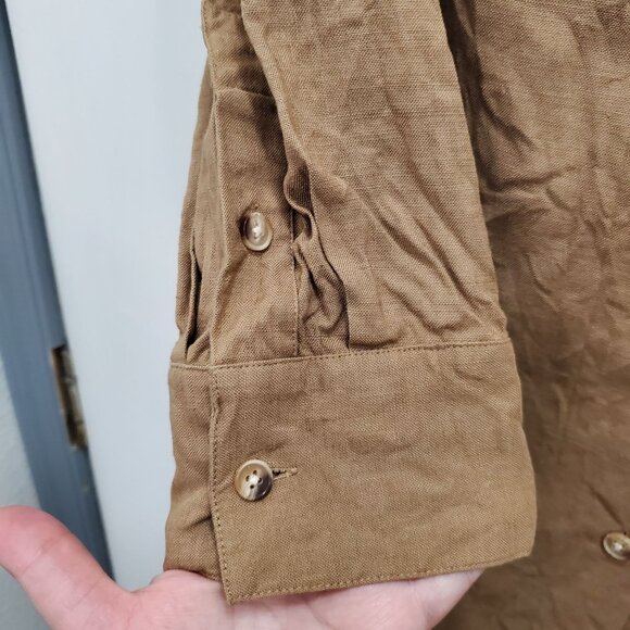 Company Ellen Tracy Women's Light Brown‎ Linen Blend 3/4 Sleeve Button Up Top 6 - Picture 3 of 6